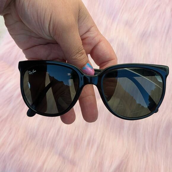 80s Ray-Ban B&L CATS 1000 Glossy Black Round Oversized Vintage Sunglasses - Picture 3 of 7